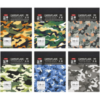 Anupam Camouflage Writing Pad 11X14Cm Lined Paper 65Gsm Wide Ruled 80 Sheets Notepad, Micro Perforated Notebook With Strong Back Board For School, College, Office, Business (Size : 0, Pack Of 6)