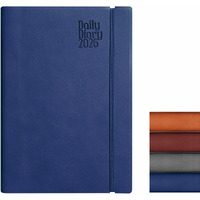 Anupam Flxy 2026 Diary With Dates - A5 80 Gsm Paper 2026 Daily Planner Full Page Per Day With Monthly Calendar, 365 Days New Year Diary, Flexible Leather Pu Cover, Matching Elastic Closure - Blue