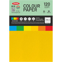Anupam 50 Sheets Colored Craft Paper A4 Size 120 Gsm 5 Assorted Color Construction Paper Multi Color Card Stock Paper For Crafts, Card Making, Scrapbooking, Diy, School Supplies, Printing, Stationery