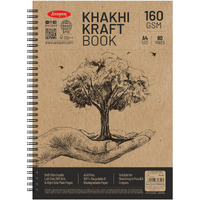 Anupam Khakhi 100% Recycled Kraft Paper Wire-O Book 160Gsm 80 Pages One Side Dot Grid And Other Side Plain (Size A4)