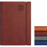 Anupam Flxy 2026 Diary With Dates - B5 80 Gsm Paper 2026 Daily Planner Full Page Per Day With Monthly Calendar, 365 Days New Year Diary, Flexible Leather Pu Cover, Matching Elastic Closure - Brown