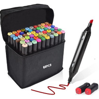 Corslet 60 Colors Alcohol Markers Dual Tip Markers Art Markers Set, Unique Colors (1 Marker Case) Alcohol-Based Ink, Fine & Broad, (60)