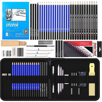 Corslet 47 Pcs Sketching Kit Drawing Pencil Set Art Supplies For Artist Charcoal Sketch Shading Graphite Pencils Set Drawing Kit For Drawing Sketching & Shading Sketch Book With Zipper Carry Bag