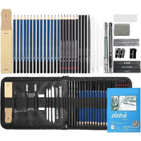 Corslet 41 Piece Drawing Pencils With Sketch Book 16 Pages 6 Hb Sketch Pencils Professional Drawing Kit In Zipper Case, Sketching Art Set With Graphite Charcoal Sticks Tool For Adults Kids All In Case