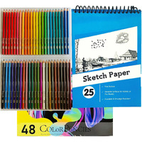 Corslet Set Of 49, Combo Of 48 Colour Pencils And 1 A5 Sketchbook, Includes Oil-Based Colouring Pencils And Spiral-Bound Sketch Book
