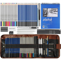 Corslet 40 Pc Sketch Pencil Set Drawing Kit Sketch Kit Drawing Pencils Charcoal Pencils For Artists Watercolor Colour Pencils Blending Stumps 50Page Sketchbook Sketching Kit Artist Art Supplies