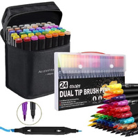 Corslet 72-Piece Art Set  Includes 48 Dual Tip Alcohol Markers And 24 Dual Tip Brush Pens  Ideal For Drawing, Sketching, Coloring, And Art Projects  Non-Toxic And Suitable For All Ages