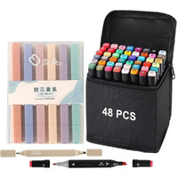 Corslet 54 Pcs Colour Set Stationery Items 48 Pc Dual Tip Alcohol Markers Pens Set & 6 Pc Highlighter Marker Pen Pastel Brush Pens Sketch Pen Set Art Supplies For Artist For College School Office Use