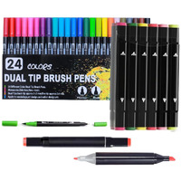 Corslet 36 Art Markers For Kids & Artists: Colors, 12 Alcohol, 24 Dual Tip Brush Pens - Drawing, Sketching, Calligraphy