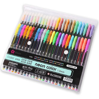 Corslet Colored Pens  Set Of 48 Neon Gel Pen | Includes Fluorescent, Metallic, Glitter & Pastel Color Flash & Candy Style Custom Neutral Pens For Diy Art, Sketching, Drawing & Crafts
