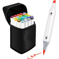 Corslet Dual Tip Alcohol Markers Set Broad And Fine Colour Pens & Sketch Pen Set For Kids & Artists | Art Supplies For Drawing, Calligraphy | Colours Set With Bag | Sketch Colour Markers For Art (24)