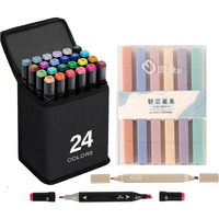 Corslet Stationery Items Colour Set For Kids 30Pc - 24Pc Alcohol Markers Pens Set & 6Pc Highlighter Marker Pen Pastel Brush Pens Sketch Pen Set Art Supplies For Artist Painting Sketching Calligraphy