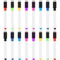 Yajnas 16 Pcs Whiteboard Marker Dry Erase Markers Fine Point Tip, 16 Black Colors White Board Markers, Dry Erase Marker With Eraser Cap, Low Odor Erase Markers For Kids Pen (All Black Color Ink)