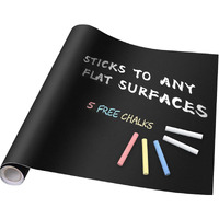 Yajnas Black Chalkboard Sticker For Kids | Removable Wall-Mounted Blackboard For Home, School, Office | Includes 5 Colorful Chalks | Easy Install, Perfect For Creative Learning & Play - 2 X 3 Ft