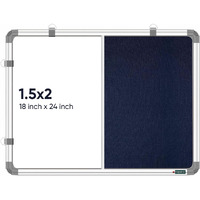 Yajnas 1.5X2 Feet Premium Combination Board (Non - Magnetic Whiteboard With Blue Pin-Up Board/Notice Board/Bulletin Board) For Home, Office And School Use. Heavy-Duty Aluminium Frame (Pack Of 1)