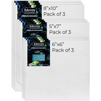 Eduway Canvas Board For Painting- (8X10 | 5X7 | 6X6) 3 Pcs Each | Premium Quality 7Oz Pre-Primed Cotton Canvas Board For Artists & Beginners | Ideal For Acrylic, Oil, Gouache, Pastels Colors ( Pack Of 9)