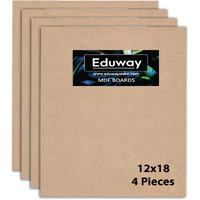 Eduway 12X18 Inch Mdf Board Wood Sheet For Mandala , Lippan, Resin Art & Craft, 4Mm Thick, Pack Of 4 - Premium Cardboard Material For Artists, Art And Craft Students - Hard Cutout In Small And Large Sizes (30X45 Cms)