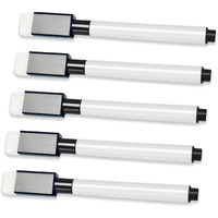 Eduway Magnetic Marker For White Board | Dry Erase Magnetic Pen For Fridge With Eraser Cap | Ultra Fine Tip & Low-Odor Erasable Markers | Perfect For Office, School & Classroom | Pack Of 5 (Black)