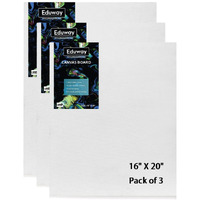 Eduway Canvas Board For Painting- (16X20) | Premium Quality 7Oz Pre-Primed Cotton Canvas Board For Artists & Beginners | Ideal For Acrylic, Oil, Gouache, Pastels Colors (Pack Of 3) (40X50 Cms)
