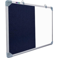 Eduway Combination Board 2X2 Feet (Non-Magnetic White Board With Blue Pin-Up Notice Board) With Push Pins For Home, Office & School, Heavy-Duty Aluminium Frame, (White, Blue), (59X59 Cm)