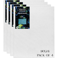 Eduway Canvas Board For Painting- 18X24 Pof 4 | Premium Quality 7Oz Pre-Primed Cotton Canvas Board For Artists & Beginners | Ideal For Acrylic, Oil, Gouache, Pastels Colors (Pack Of 4) (46X61 Cms)