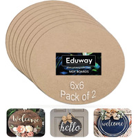 Eduway 6 Inch Round Mdf Board For Mandala, Lippan, Resin Art & Craft, 4Mm Thick,Pof 2 Premium Cardboard Material For Artists, Art & Craft - Hard Cutout In Small And Large Sizes (15X15 Cms)
