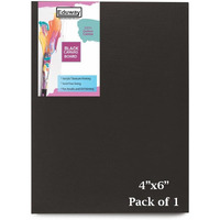 Eduway Medium Grain 4X6 Inch Cotton Black Canvas Board- Pack Of 1, (10X15 Cms) With 4Mm Mdf Board Backing, For Painting.