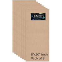 Eduway 6X20 Inch Mdf Board Wood Sheet For Mandala , Lippan, Resin Art & Craft, 4Mm Thick, Pack Of 8 - Premium Cardboard Material For Artists, Art And Craft Students - Hard Cutout In Small And Large Sizes (15X50 Cms)