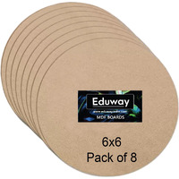 Eduway 6 Inch Round Mdf Board For Mandala, Lippan, Resin Art & Craft, 4Mm Thick,Pof 4 Premium Cardboard Material For Artists, Art & Craft - Hard Cutout In Small And Large Sizes (15X15 Cms)
