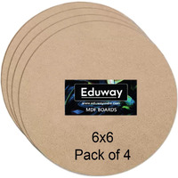 Eduway 6 Inch Round Mdf Board For Mandala, Lippan, Resin Art & Craft, 4Mm Thick,Pof 4 Premium Cardboard Material For Artists, Art & Craft - Hard Cutout In Small And Large Sizes (15X15 Cms)