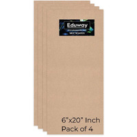 Eduway 6X20 Inch Mdf Board Wood Sheet For Mandala , Lippan, Resin Art & Craft, 4Mm Thick, Pack Of 4 - Premium Cardboard Material For Artists, Art And Craft Students - Hard Cutout In Small And Large Sizes (15X50 Cms)