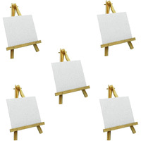 Eduway 6 Inch Mini Wooden Display Easel Tripod Stand For/Sketch Accessories/Natural Craft/Art/Painting/Mini Canvas/Photo Frame/Business Card/Display With 5X5 Inch Canvas-(10 Pcs)
