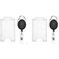 Fedus I.D. Card Retractable Holder Badge Yo Yo Clip + Card Holder Pack 2,Black