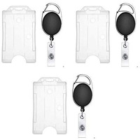 Fedus I.D. Card Retractable Holder Badge Yo Yo Clip + Card Holder Pack 3,Black