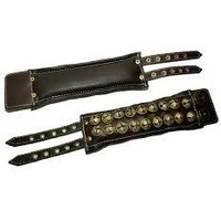 Uapan Metalcraft Black Leather Pad Ghungroo (2 Line) I For Classical Bharatanatyam Kathak Dance With Adjustable Strap