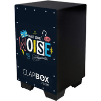 Clapbox Flow Graphic Cajon- Walnut Wood (H:50 W:30 L:30) - 3 Internal Snares, Black (Disco) (Make Some Noise)