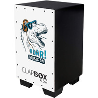 Clapbox Flow Graphic Cajon- Walnut Wood (H:50 W:30 L:30) - 3 Internal Snares, Black (Disco) (Dino)