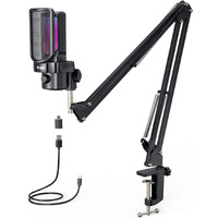 Akkord Usb Microphone With Boom Arm  192Khz/24Bit Cardioid Condenser Mic For Podcasting, Streaming, Gaming, Voice Recording  Plug & Play, Shock Mount, Pop Filter For Pc/Mac