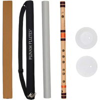Punam Flutes E Natural Medium Right Hand Bamboo Flute Size 15.55 Inches