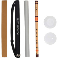 Punam Flutes D Sharp Medium Right Hand Bamboo Flute/Bansuri Size 16.3 Inches