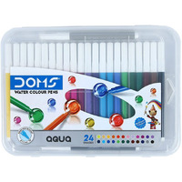 Doms Aqua 24 Shades Watercolour Sketch Pen Set | Unique Push Resistant Tip With Bright & Intense Colors | Non-Toxic & Safe For Kids | Colourful Sketching, Doodling & Mandala Art | Pack Of 1