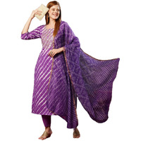 ANNI DESIGNER Women's Cotton Blend Straight Printed Kurta with Pant & Dupatta (Doremi Purple-JL_XXL_Purple_XX-Large)