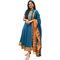 ANNI DESIGNER Women's Rayon Viscose Solid Anarkali Kurta with Dupatta (Samuti Kerosin_XXL_Sky Blue_XX-Large)
