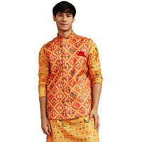 VASTRAMAY Men's Red Nehru Jacket | Perfect for Navratri