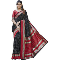 Yashika Women's Banarasi Kanjivaram Art Silk Saree|Sarees for Women (AZ-YS-P1-CHECKS BLACK)