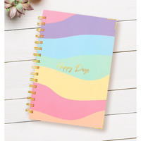 DOODLE Undated Daily Planner I A5 I Hard Cover I Wiro Bound I192 Ruled Pages I 80 GSM I Lay Flat Design I Metal Corners I Plan your day, To do List(Happy Days)
