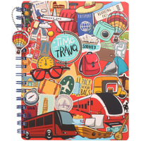 Doodle Hardbound Spiral Notebook Diary with Bookmark Dangler and 100+ Stickers | B5 | 160 Undated Ruled Pages | 80 gsm Acid Free Paper | Open Flat and Write Comfortably | Travel Diary - Around the World