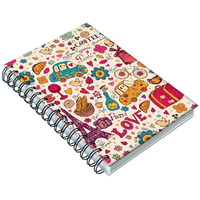 AccuPrints wiro Hard bound A5 (6 by 9 inch) wiro Notebook Diary Ruled 200 pages-80 Gsm Paper Pattern-Coffee diary