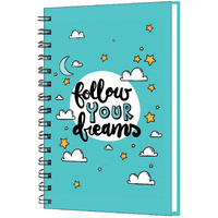 AccuPrints wiro Hard bound Size -A5 (6 by 9 inch) Notebook Diary Ruled 200 pages-Notebook Diary (Follow your dream)