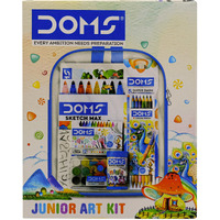 Doms Jonior Art Kit | Comes With Transparent Zipper Bag | Perfect Value Pack | Kit For School Essentials | Gifting Range For Kids | Combination of 8 Stationery Items